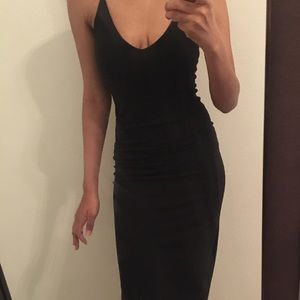 Black midi dress with slit